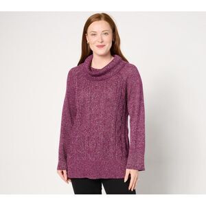 Studio Park Women's Top Sweater Sz XL X Jane Treacy Cowl Neck Purple A665358